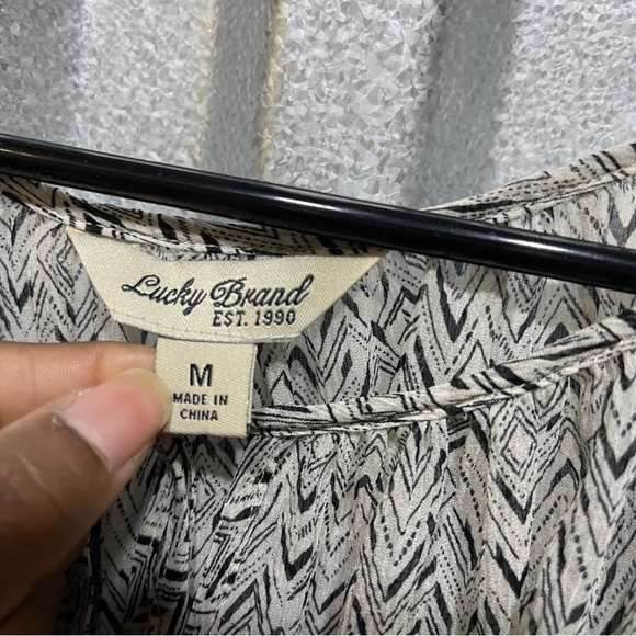 Lucky Brand Diamond & Chevron Stripe Blouson Top - Picture 3 of 3
